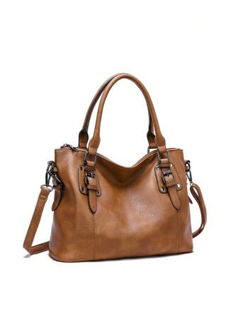 Sac fourre-tout mode simple avec détail à boucle à l'épaule, ensemble de sacs à main . Sacs de travail éclatants pour femmes