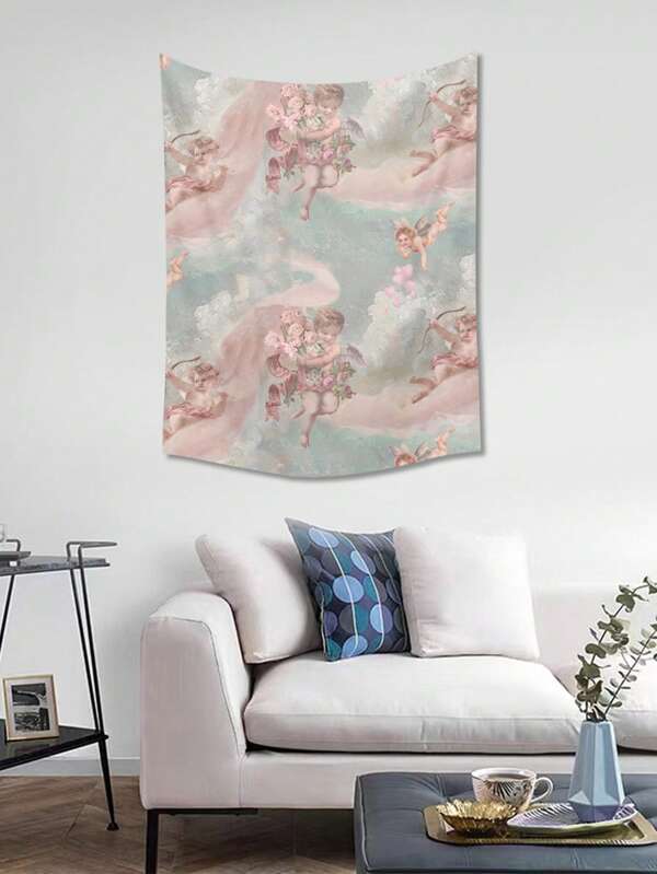 ROMWE Flower & Angel Print Tapestry SHEIN USA