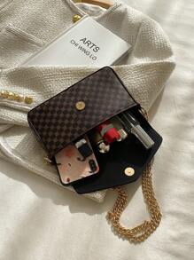 Phong cách Old Money, Túi đeo chéo nữ có họa tiết Monogram cổ điển dành cho nữ tuổi teen Sinh viên đại học, tân binh và công nhân cổ trắng Hoàn hảo cho văn phòng, trường đại học, công việc, kinh doanh, đi làm - Cà phê nâu - Xem 4