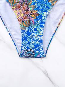 SHEIN Swim Floral Print Triangle Bikini Set - Multicolor - View 6