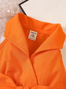 Baby Girl Solid Wrap Shirt Dress - Orange - View 3