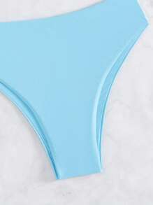 SHEIN Swim Bộ Bikini Nữ Ren lên màu trơn - Màu xanh nhạt - Xem 4