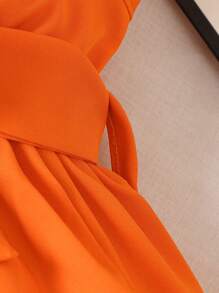 Baby Girl Solid Wrap Shirt Dress - Orange - View 4