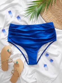 SHEIN Braga alta acuchillada de bikini de talla grande para verano