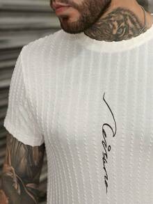 Manfinity Men Letter Graphic Tee - Beige - View 4