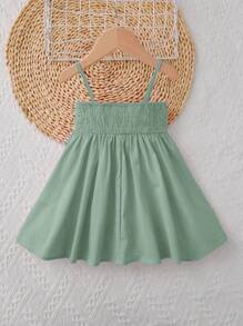 SHEIN Đầm em bé Dải chun Hoa - Màu xanh Bạc hà - Xem 8