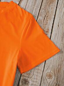 SHEIN Essnce Áo thun nữ Slogan Giải trí - trái cam - Xem 6