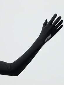 Sun Protective Anti UV 1pair Ice Silk Sun Protection Breathable Touch Screen Arm Sleeves - Black - View 2