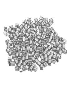 200pcs Stainless Steel Tube Crimp End Bead Clip Folding Stop Spacer Beads DIY Jewelry Accessories Positioning Tube - Silver - View 3