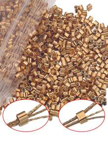 200 件不銹鋼壓接珠端夾折疊塞間隔珠 Diy 珠寶尋找定位管 - 金黃色 - 查看 2