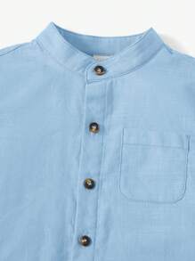 SHEIN 男嬰補丁貼口袋捲邊袖襯衫