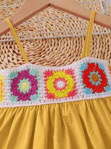 SHEIN 嬰兒女孩花卉鉤針修邊背心裙