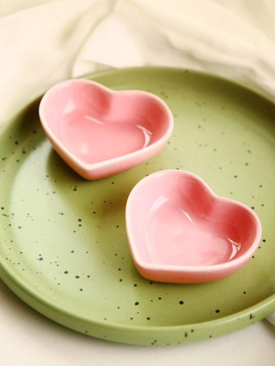 Joivida 1 件瓷器酱汁碟，现代心形酱汁碟，适用于厨房学校用品，返校 - 粉色 - 查看 1