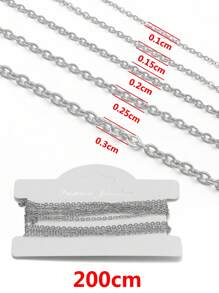 2m 不銹鋼扁平十字鏈，用於製作 Diy 項鍊、手鍊等。 - 銀色 - 查看 1