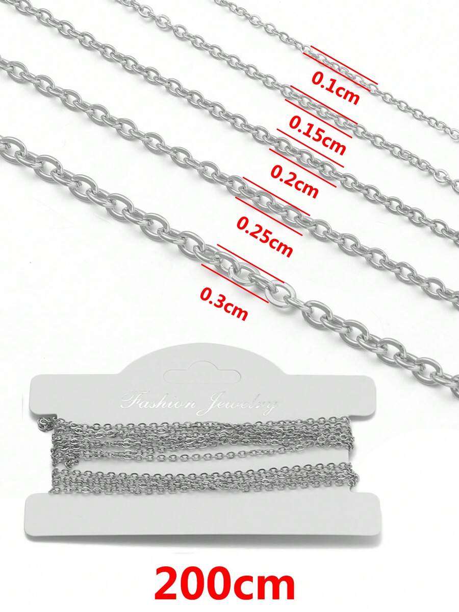 2m 不銹鋼扁平十字鏈，用於製作 Diy 項鍊、手鍊等。 - 銀色 - 查看 1