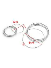 10入組/套時尚不銹鋼扭結圓形DIY首飾配件適合女士DIY首飾製作 - 銀色 - 查看 1