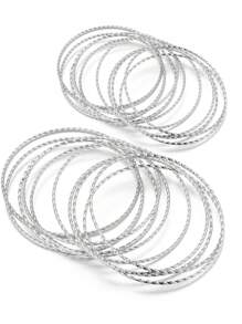 10入組/套時尚不銹鋼扭結圓形DIY首飾配件適合女士DIY首飾製作 - 銀色 - 查看 2