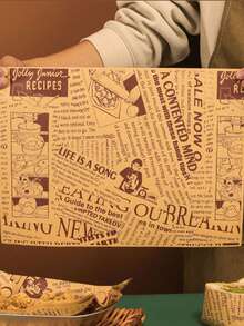 200 piezas de papel de pergamino, pergamino moderno con gráficos de letras para revestimiento de freidor de aire de cocina, revestimientos de freidora de aire, papel para freidor de aire - Multicolor - Ver 3