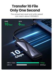 UGREEN Estuche SSD portátil M.2 NGFF NVME - Gris - Ver 3