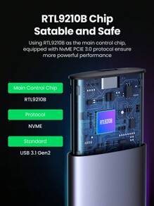 UGREEN Estuche SSD portátil M.2 NGFF NVME - Gris - Ver 4