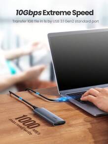 UGREEN SSD Case 10Gbps NVMe M2 SSD M Key Case For PCIe To USB SSD Enclosure For External Hard Drive M-Key SSD Case(Without SSD) - Grey - View 3