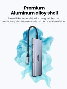 UGREEN 4K 60Hz USB C 集线器 USB C 加密狗适配器，带 PD 100W RJ45 HDMI 2.1 USB 3.0 端口 SD/Micro SD 读卡器，兼容 Think Pad T14 Pro Air M3 XPS 和更多 Type C 设备 - 灰色 - 查看 10