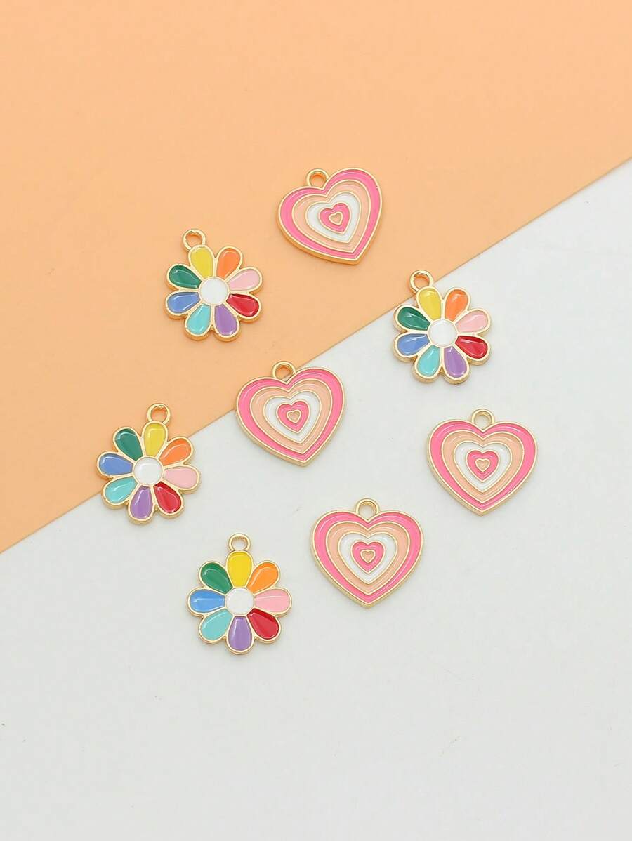 8入組/套隨機色花DIY吊墜 - 彩色 - 查看 1