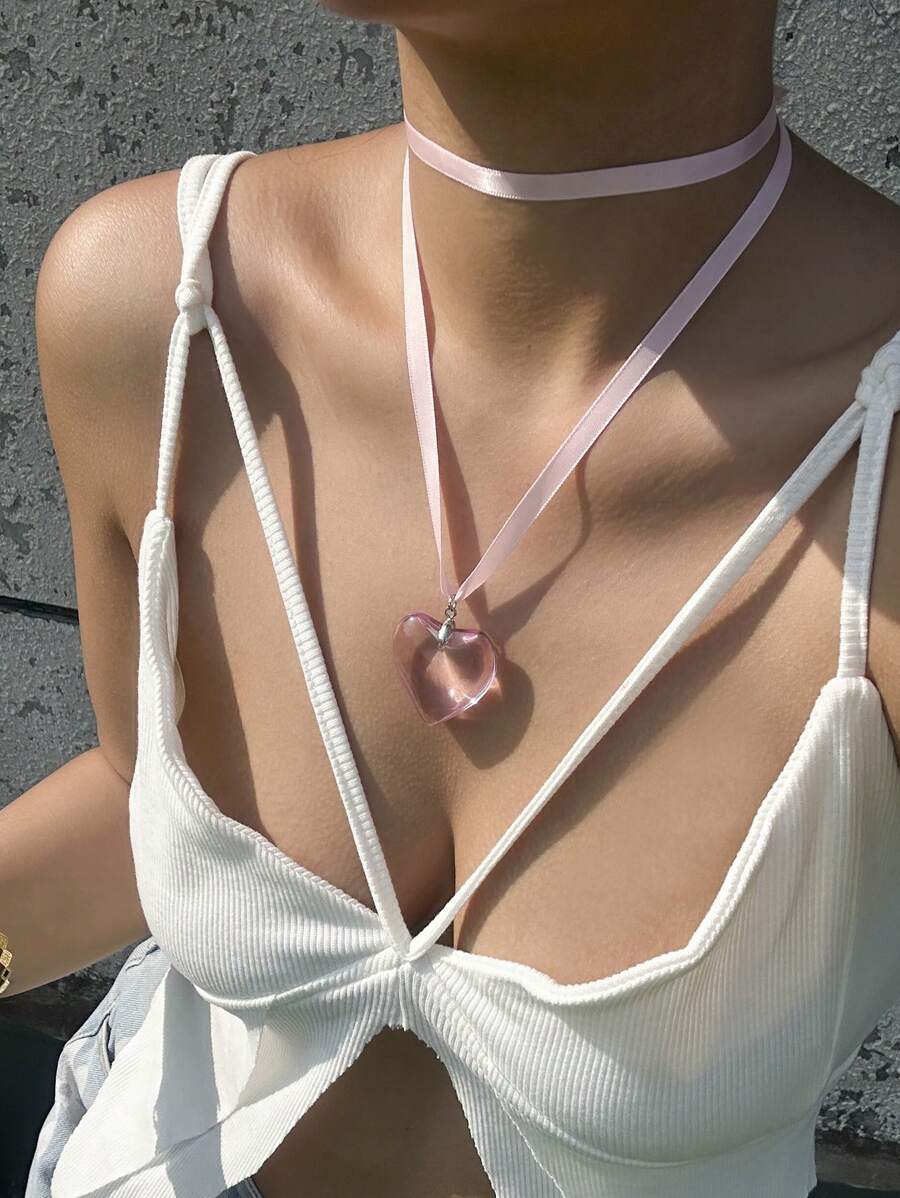 1 vòng cổ mặt dây chuyền trái tim thời trang cho nữ để làm quà tặng