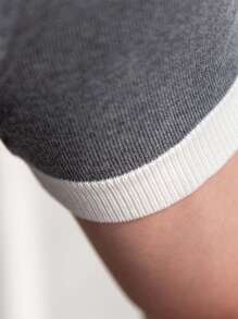 Men Contrast Trim Knit Top - Grey - View 3