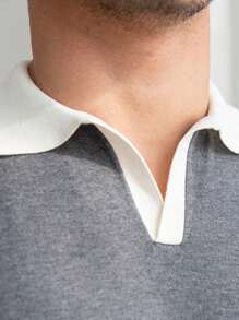 Men Contrast Trim Knit Top - Grey - View 4