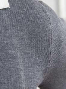 Men Contrast Trim Knit Top - Grey - View 5