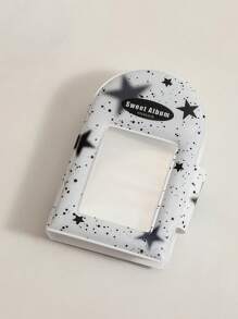 1 件字母和星星图案迷你相册，创意便携式照片卡盒，用于照片、卡片存储返校 - 彩色 - 查看 1