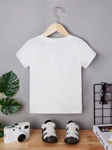 SHEIN Toddler Boys Tropical & Cartoon Graphic Tee - White - View 2