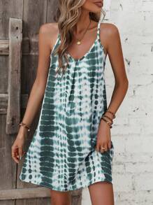 SHEIN LUNE 紮染吊帶洋裝 - 墨綠色 - 查看 5