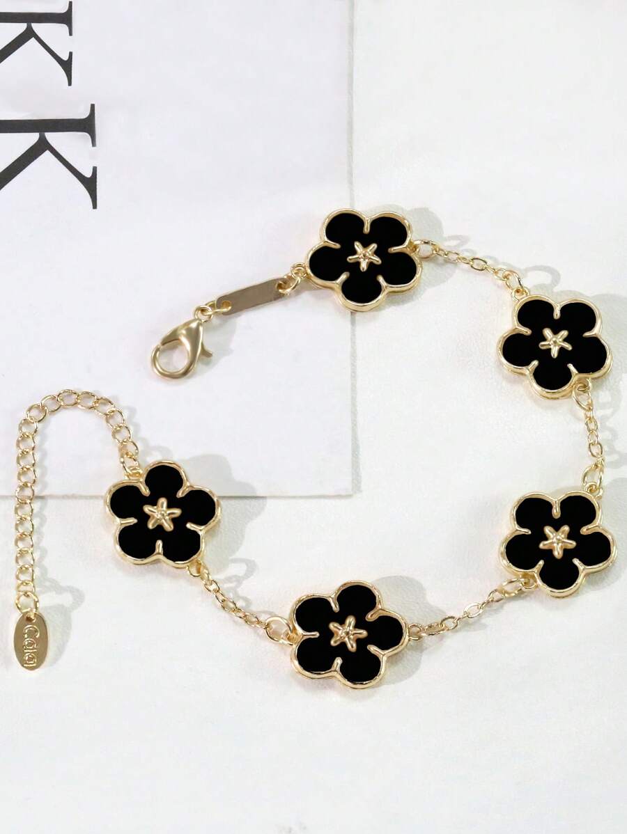 1 Vòng Tay Trang Trí Hoa Hợp Kim Kẽm Thời Trang Cho Nữ Trang Trí Hàng Ngày - màu đen - Xem 1