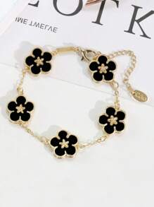 1 Vòng Tay Trang Trí Hoa Hợp Kim Kẽm Thời Trang Cho Nữ Trang Trí Hàng Ngày - màu đen - Xem 5