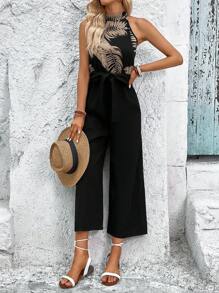 Breezaya Áo liền quần nữ Thắt lưng Nhiệt đới Boho - màu đen - Xem 4