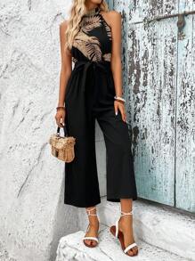 Breezaya Áo liền quần nữ Thắt lưng Nhiệt đới Boho - màu đen - Xem 6