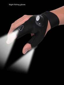 Hombres 1 pieza Guante linterna para exterior - Blanco y Negro - Ver 2