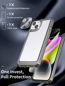 Habyby 3 In 1 Clear Anti-fall Phone Case & Lens Protector & Screen Protector - Khaki - View 3