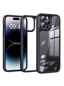 Habyby Hard PC Anti-fall Anti-yellow Rhinestone Clear Armor Phone Case Compatible With iPhone15/15Plus/15Pro/15Promax - Black - View 2