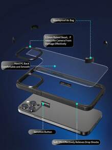 Habyby Hard PC Anti-fall Anti-yellow Rhinestone Clear Armor Phone Case Compatible With iPhone15/15Plus/15Pro/15Promax - Black - View 5