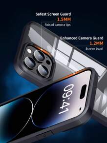 Habyby Hard PC Anti-fall Anti-yellow Rhinestone Clear Armor Phone Case Compatible With iPhone15/15Plus/15Pro/15Promax - Black - View 6