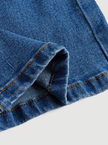 SHEIN Girlism Teen Girls Ripped Flare Leg Jeans - Medium Wash - View 4