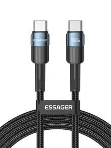 Essager PD 100W Type C to C Cable USB Type-C 5A Fast Charging Mobile Phone Cable Compatible With Mac Book iPad Oneplus Xiaomi iPhone 15 Cable - Black - View 2