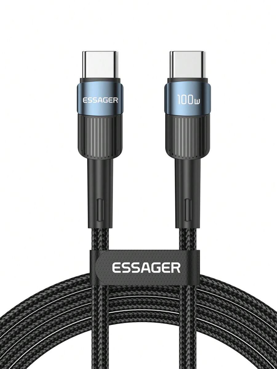 Essager PD 100W Type C to C Cable USB Type-C 5A Fast Charging Mobile Phone Cable Compatible With Mac Book iPad Oneplus Xiaomi iPhone 15 Cable