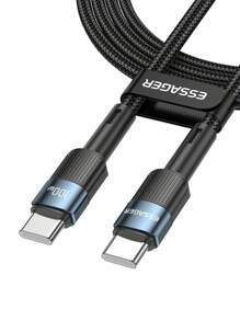 Essager PD 100W Type C to C Cable USB Type-C 5A Fast Charging Mobile Phone Cable Compatible With Mac Book iPad Oneplus Xiaomi iPhone 15 Cable - Black - View 3
