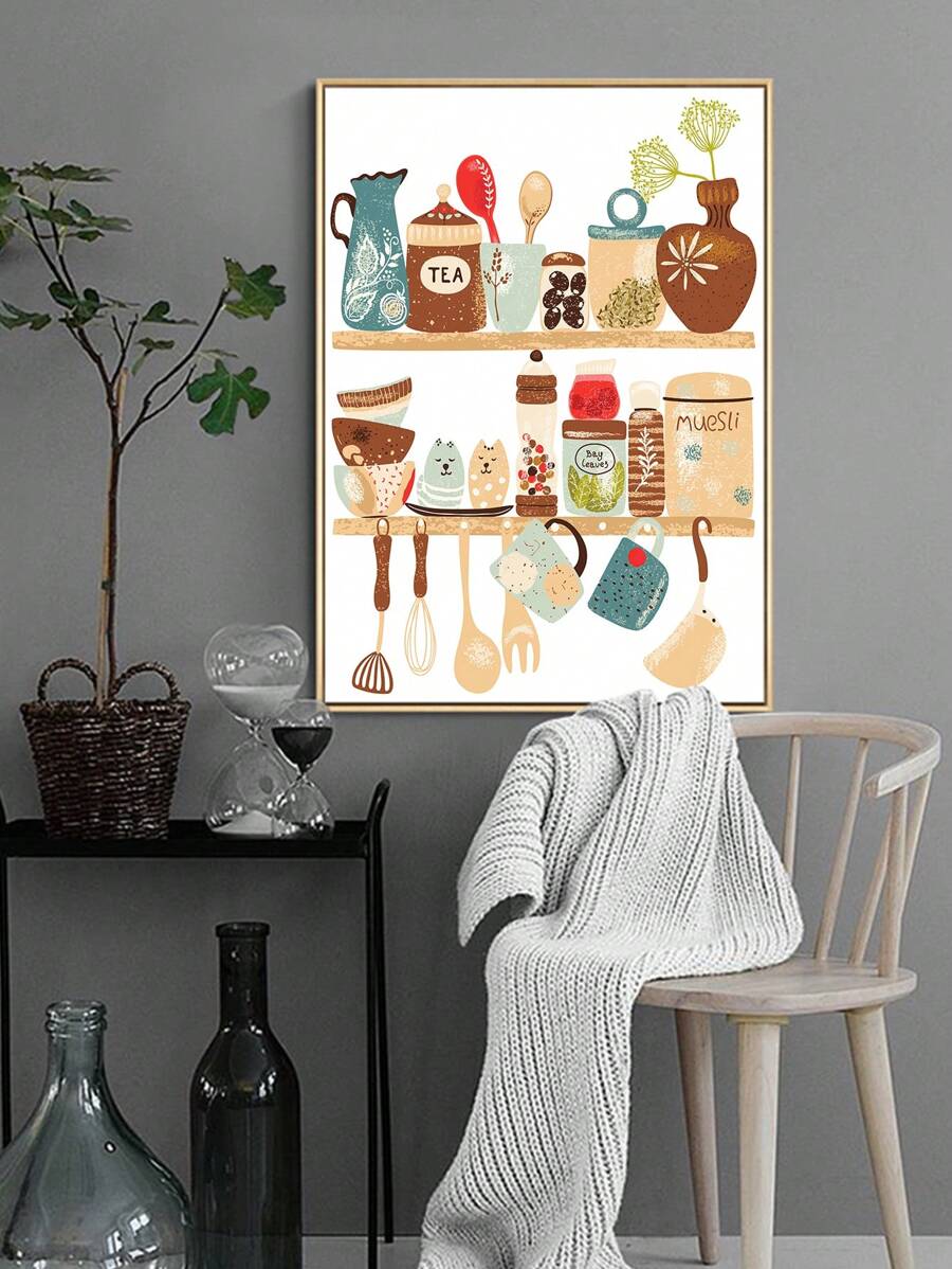 1pc Kitchenware Pattern Unframed Painting, Modern Chemical Fiber Frameless Painting For Home Decor - Multicolor - View 1