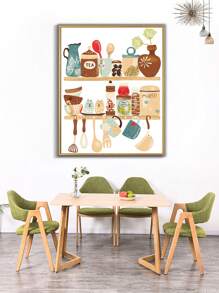 1pc Kitchenware Pattern Unframed Painting, Modern Chemical Fiber Frameless Painting For Home Decor - Multicolor - View 2