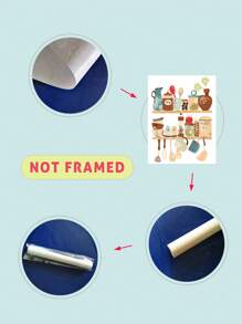 1pc Kitchenware Pattern Unframed Painting, Modern Chemical Fiber Frameless Painting For Home Decor - Multicolor - View 4